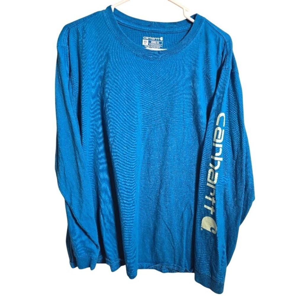 Carhartt Mens Loose Fit Long Sleeve Logo Graphic T-Shirt Blue XXL TK0231-W. 416